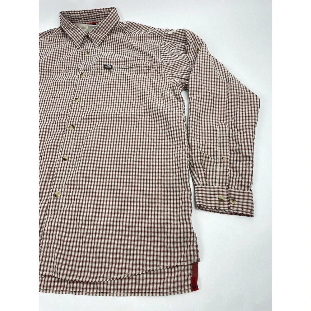 The North Face Shirt Men XL Red Plaid Outdoor Button Up Distressed